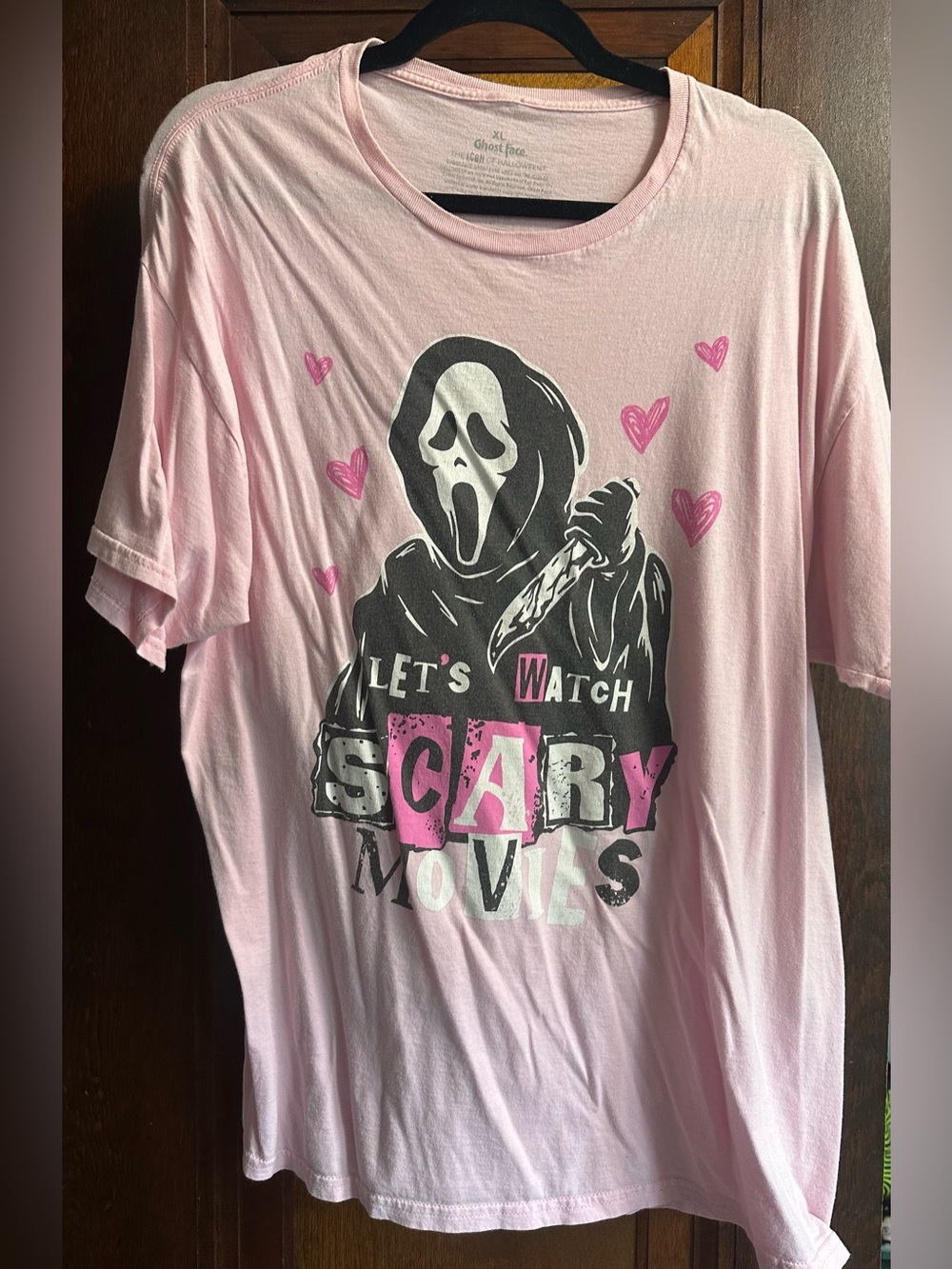 Pink Scream 'Let's Watch Scary Movies' Ghostface Graphic Tee